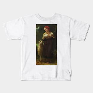 The Shepherdess by William-Adolphe Bouguereau Kids T-Shirt